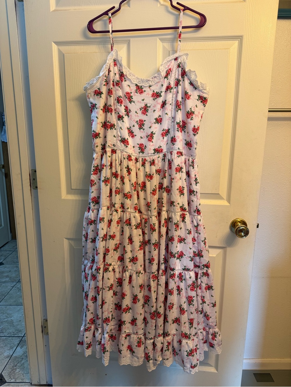 JessaKae Madeline Rosy Lace Maxi Dress with Lace Trim 2X - Picture 5 of 11